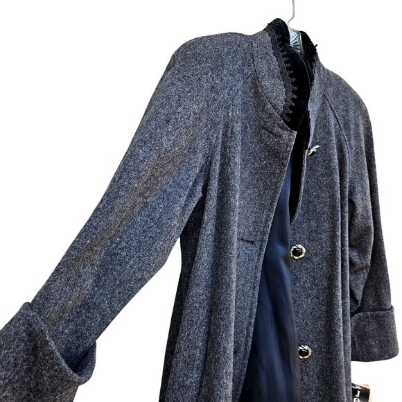 1980s Gray Wool Swing Car Coat w Velvet Trim NWT Volup 2X - Picture 15 of 15